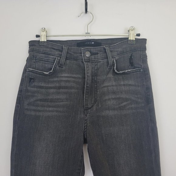 JOE'S Jeans Rise Skinny Ankle Frayed Hem Distressed Jean, Dark Gray - Picture 3 of 13